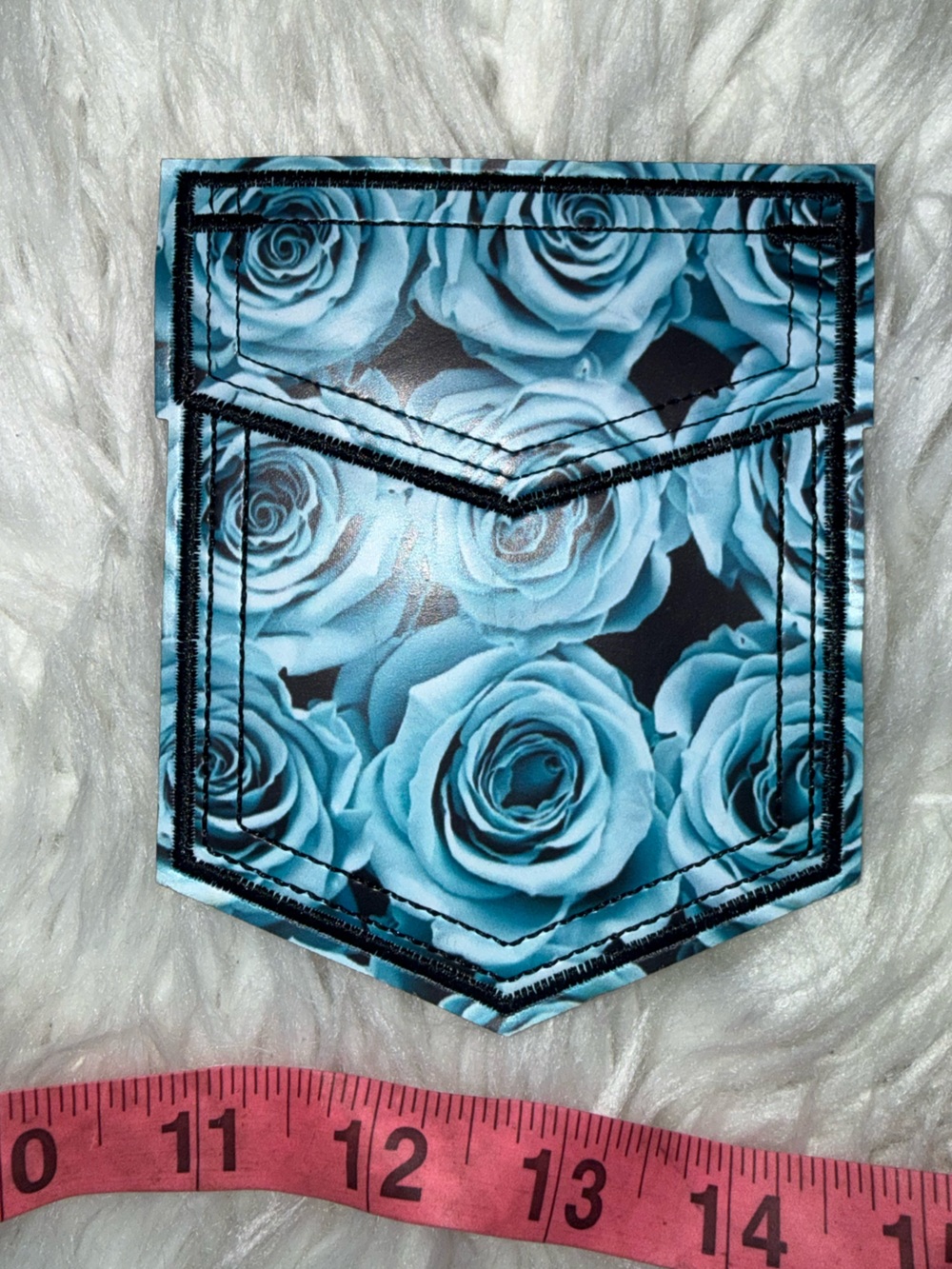 Blue Rose Pattern Faux Pocket Iron on patch- Women Accessories